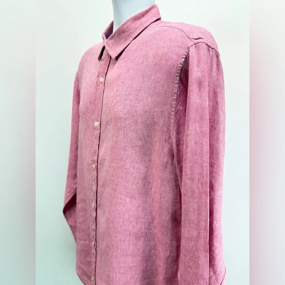 BANANA REPUBLIC Men's pink 100% Linen Slim Fit Button Down Shirt size XL - Picture 4 of 13